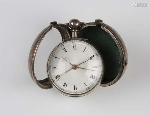 A silver pair cased keywind open-faced gentleman's pocket watch