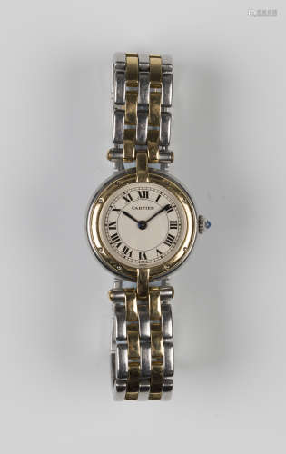 A Cartier Panthere Ronde Quartz steel and gold lady's bracelet wristwatch