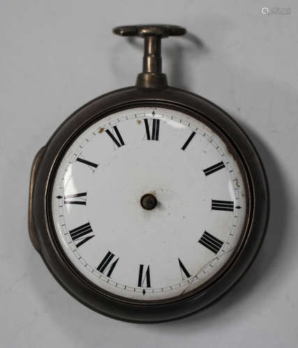 A silver pair cased keywind open-faced gentleman's pocket watch