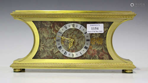 A late 20th century gilt brass mantel clock with Swiss movement