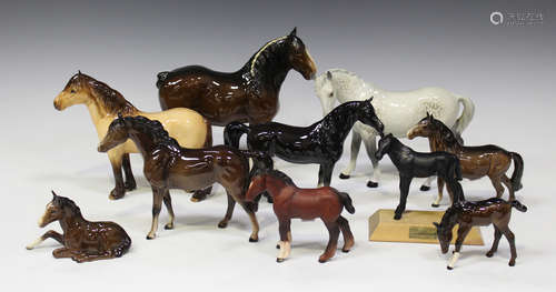 Ten Beswick models of horses