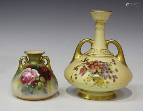 A Royal Worcester porcelain two handled vase