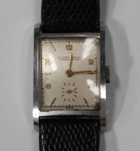 A Ulysse Nardin steel rectangular cased wristwatch