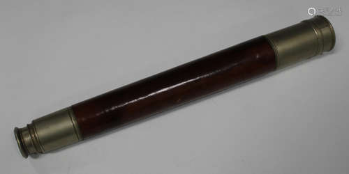 A late 19th century leather and nickel plated single-draw telescope