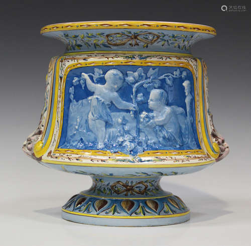 A Montereau Leboeuf Milliet & Co. faience pottery jardinière