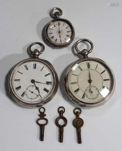 A silver cased keywind open-faced pocket watch