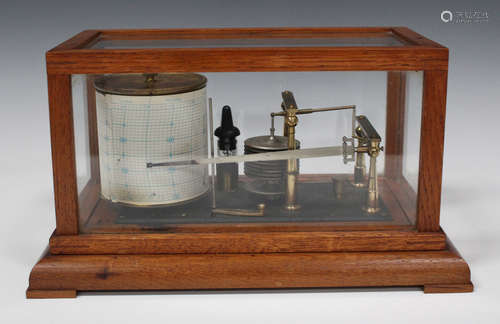 An early 20th century oak cased barograph by Negretti & Zambra