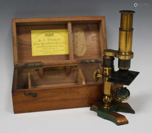 A late 19th century gilt brass field microscope by W.F. Stanley