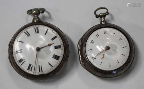 A silver pair cased keywind open-faced gentleman's pocket watch