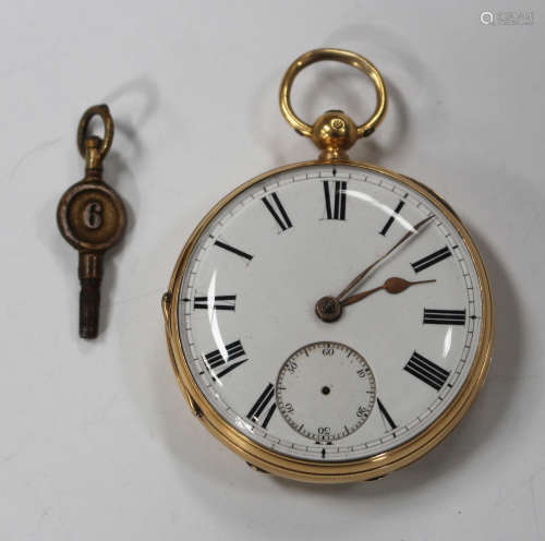 An 18ct gold cased keywind open-faced pocket watch