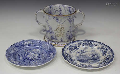 A Staffordshire pearlware two-handled loving cup