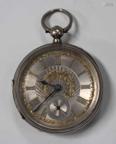 A silver cased side lever winding open-faced gentleman's pocket watch