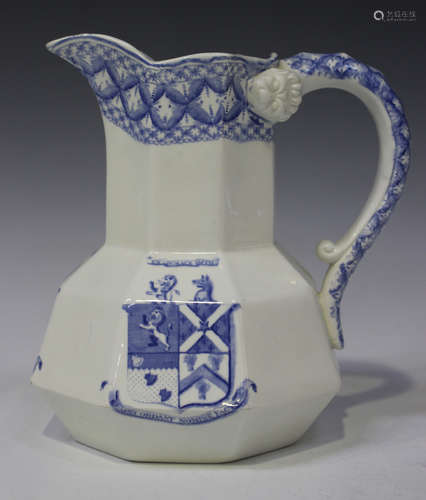 A rare Spode octagonal blue printed jug