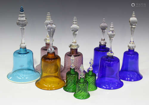 Seven large glass bells