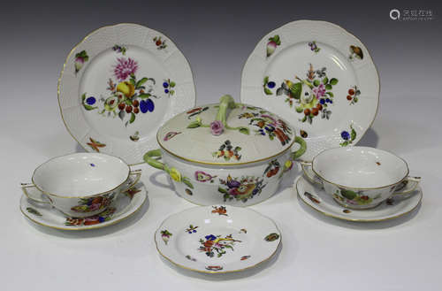 A Herend porcelain Fruits & Flowers pattern part dinner service