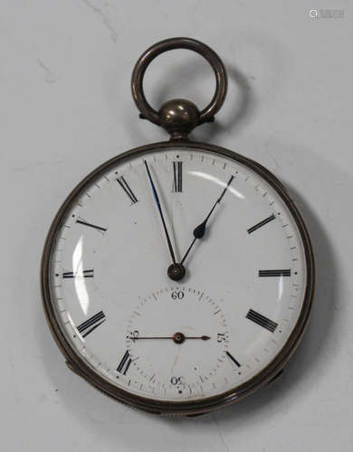 A silver cased keywind open-faced gentleman's pocket watch