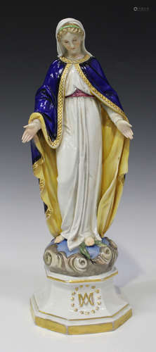 A Continental porcelain figure of the Virgin Mary