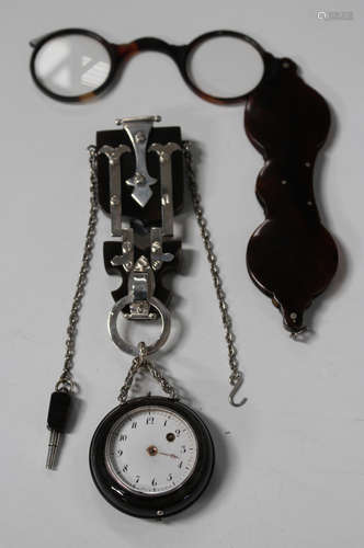 A 19th century Swiss horn cased fob watch