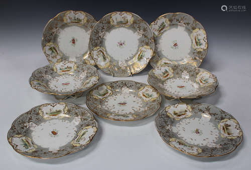 An English porcelain part dessert service