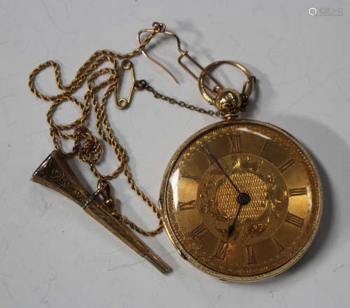 An 18ct gold cased keywind open-faced pocket watch