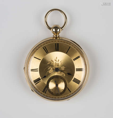 An 18ct gold cased keywind open-faced pocket watch