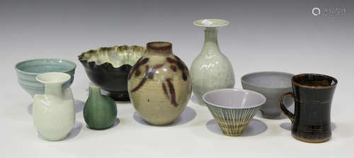 A small group of studio pottery