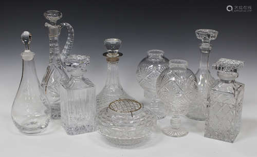 A group of cut glassware