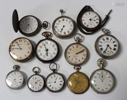 Two base metal cased keyless wind open-faced MoD issue pocket watches