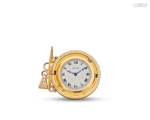 Signed by European Watch and Clock Co. Ref: 05045, mid 20th century  Cartier. A gold pendant watch within an 1858 50 Franc French coin