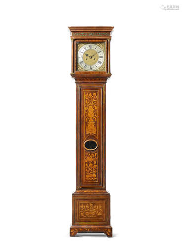 Signed Pieter Klock, Amsterdam, first quarter 18th Century with later marquetry  A Dutch Walnut Longcase Clock,