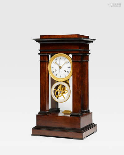 Signed on the dial and calendar wheel Champion à Paris, dated 1823  A Fine Mahogany Mantel Regulator with Equation of Time