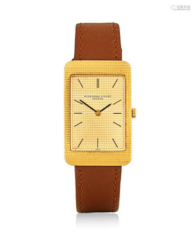 Ref: 352.66, circa 1966  Audemars Piguet. An 18K gold hobnail rectangular wristwatch