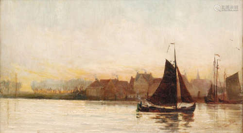 M BURNLEY (20TH CENTURY) - 'Sunset on the Scheldt'