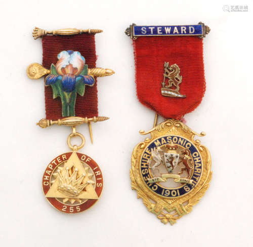 A hallmarked silver gilt and enamelled Masonic Jewels