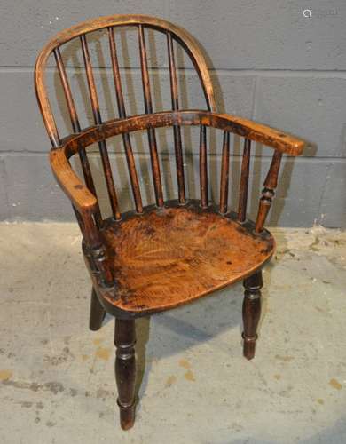 A 19th Century child's ash and elm Windsor chair