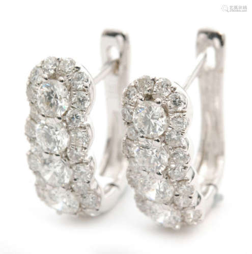 A pair of 18ct diamond cluster earrings