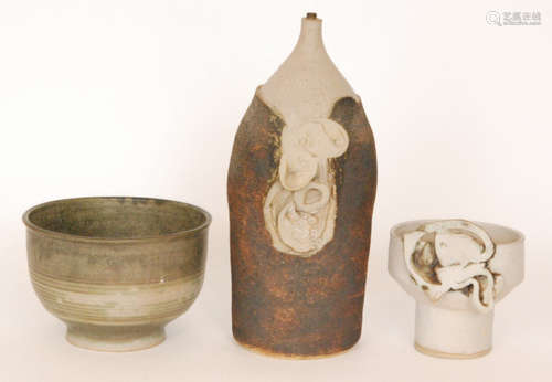 Three pieces of contemporary studio pottery by Usha Khosla