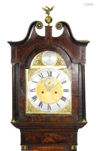 A 19th Century oak and mahogany crossbanded longcase clock with eight day striking movement