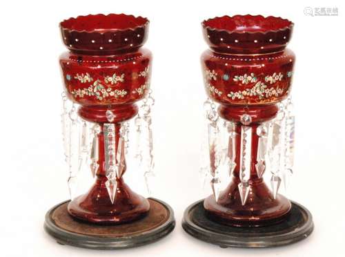 A pair of late 19th Century Continental glass table lustres