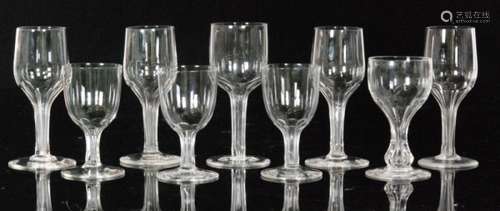 A group of late 19th Century hollow stem glasses