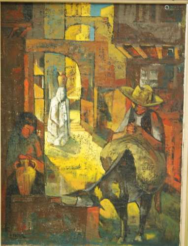 GABRIEL JOUCLA (CIRCA 1960) - A figure riding a donkey