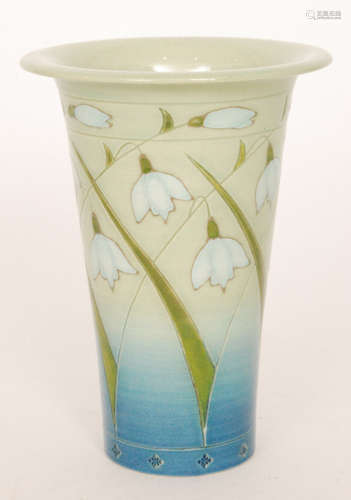 A Dennis China Works trumpet vase decorated in the Snow Drop pattern designed by Sally Tuffin