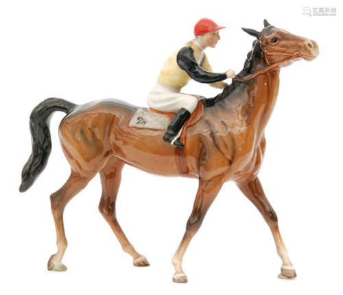 A Beswick Racehorse and Jockey (Walking Racehorse)