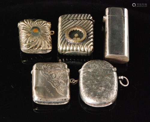 Five assorted 19th Century and later vesta cases