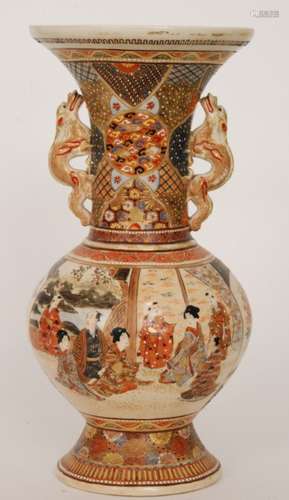 A late 19th Century Japanese Satsuma export flared Gu vase