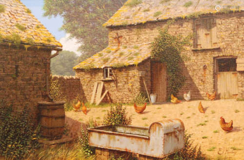 EDWARD HERSEY (B.1948)- 'A corner of the farmyard'