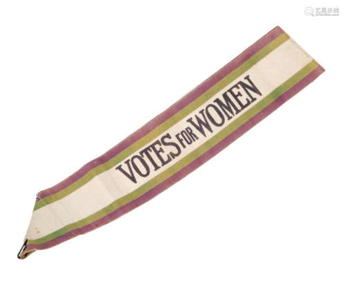 An early 20th Century woven Votes for Women sash