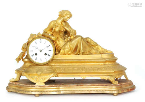 A French 19th Century gilded bronzed eight day strike mantle clock