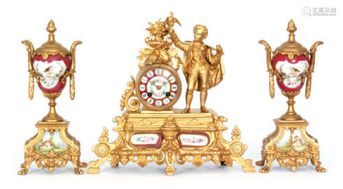 A 19th Century gilded spelter eight day strike mantle clock