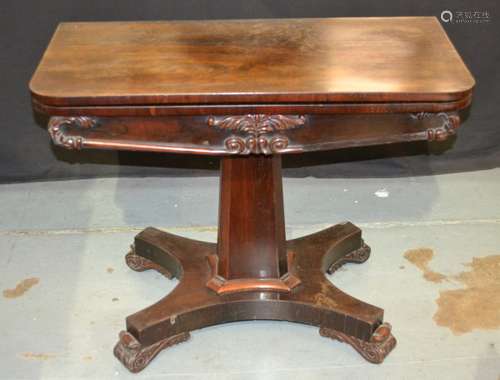 A William IV rosewood card table